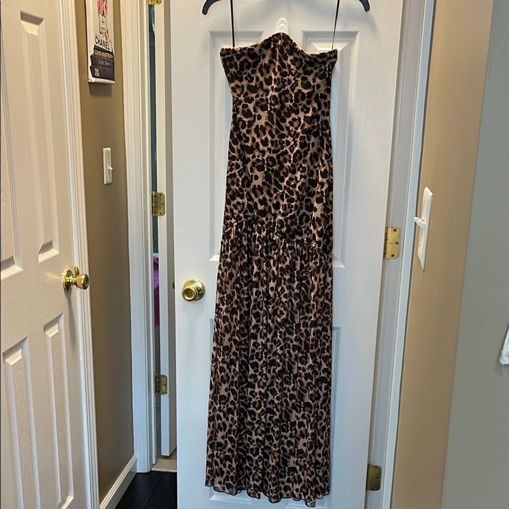 SHEIN Strapless Leopard Print Dress